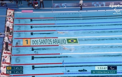 Paris-2024: Gabrielzinho confirma favoritismo e leva medalha de ouro nos 100m costas