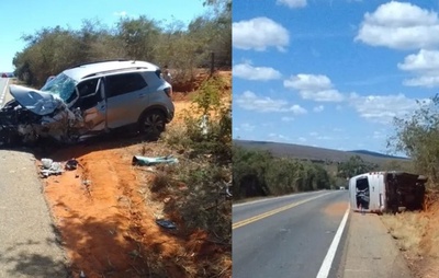 Colisão entre carro e van causa feridos e transtornos na BR-030 em Caetité