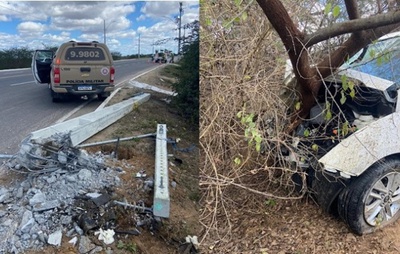 Mulher morre e 4 ficam feridos em acidente em trecho da Estrada do Feijão