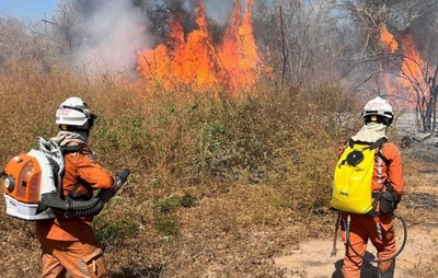 Bombeiros Militares combatem incêndio feroz  na BA-160 em Bom Jesus da Lapa